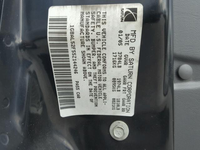 1G8AL52F55Z144246 - 2005 SATURN ION LEVEL GRAY photo 10