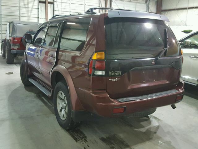 JA4MT41R0YP055719 - 2000 MITSUBISHI MONTERO SP MAROON photo 3