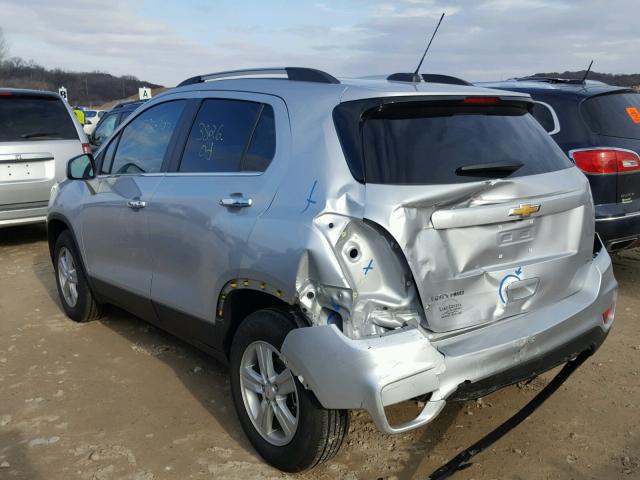 KL7CJPSB7HB197442 - 2017 CHEVROLET TRAX 1LT SILVER photo 3