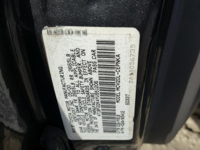 4T1BF22K4YU951206 - 2000 TOYOTA CAMRY LE ნაცრისფერი ფოტო 10