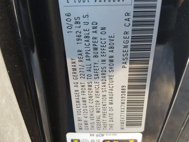 WVWEV71KX7W093889 - 2007 VOLKSWAGEN NEW GTI BLACK photo 10