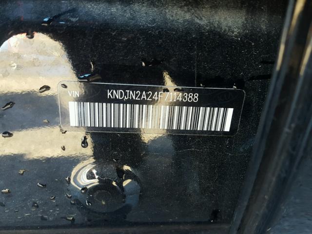 KNDJN2A24F7114388 - 2015 KIA SOUL BLACK photo 10