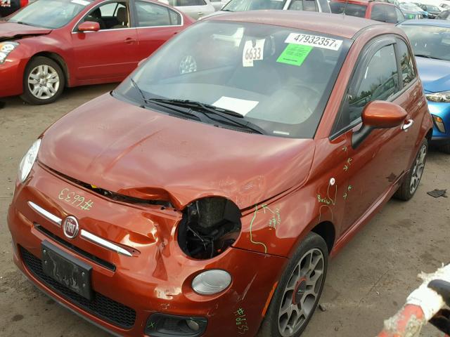 3C3CFFBR2CT287525 - 2012 FIAT 500 SPORT RED photo 2