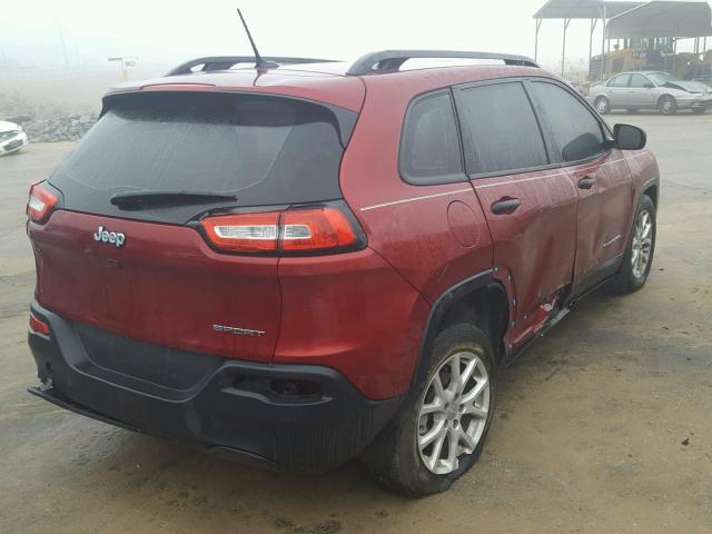 1C4PJLABXGW137998 - 2016 JEEP CHEROKEE S BURGUNDY photo 4