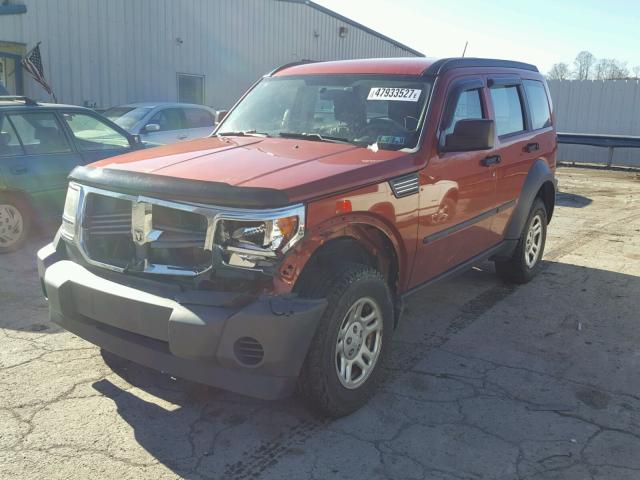 1D8GU28K17W632261 - 2007 DODGE NITRO SXT ORANGE photo 2