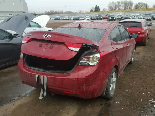 KMHDH4AE6DU539910 - 2013 HYUNDAI ELANTRA GL RED photo 4