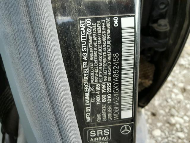 WDBHA24GXYA852458 - 2000 MERCEDES-BENZ C 230 BLACK photo 10