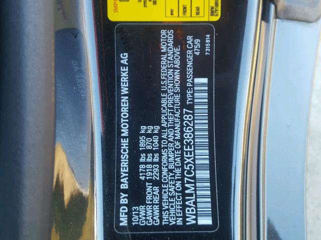 WBALM7C5XEE386287 - 2014 BMW Z4 SDRIVE3 BLACK photo 10