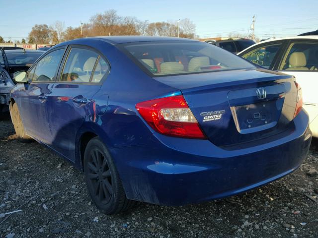 19XFB2F87CE001252 - 2012 HONDA CIVIC EX BLUE photo 3