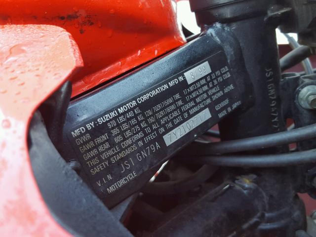 JS1GN79A7Y2102717 - 2000 SUZUKI GSX600 F RED photo 10