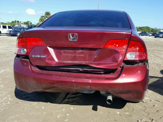 1HGFA16818L096002 - 2008 HONDA CIVIC EX RED photo 9