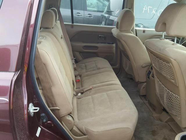 5FNYF28407B046525 - 2007 HONDA PILOT EX MAROON photo 6