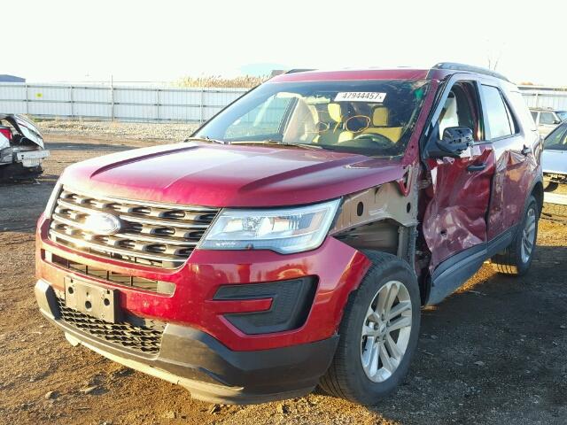 1FM5K8B81GGB32229 - 2016 FORD EXPLORER BURGUNDY photo 2