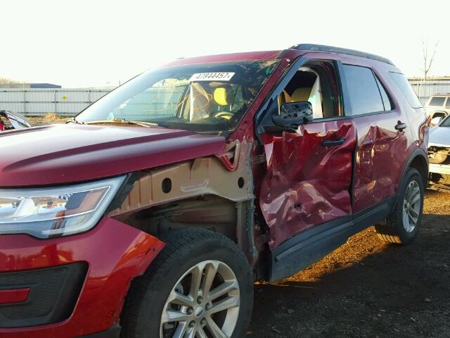 1FM5K8B81GGB32229 - 2016 FORD EXPLORER BURGUNDY photo 9