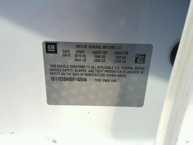1G11C5SA9GF142846 - 2016 CHEVROLET MALIBU LIM 白色 照片 10