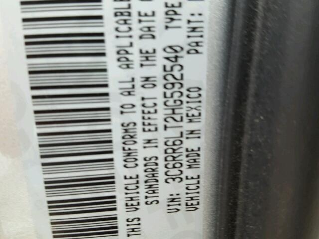 3C6RR6LT2HG592540 - 2017 RAM 1500 SLT SILVER photo 10