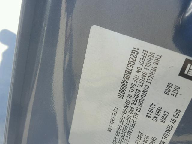 1G2ZG57B084300976 - 2008 PONTIAC G6 BASE GRAY photo 10