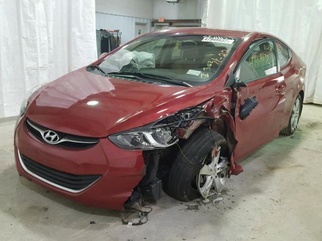 KMHDH4AE0DU947934 - 2013 HYUNDAI ELANTRA GL RED photo 2