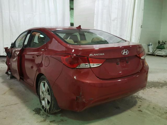 KMHDH4AE0DU947934 - 2013 HYUNDAI ELANTRA GL RED photo 3