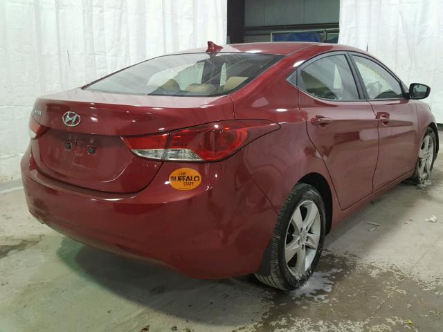 KMHDH4AE0DU947934 - 2013 HYUNDAI ELANTRA GL RED photo 4