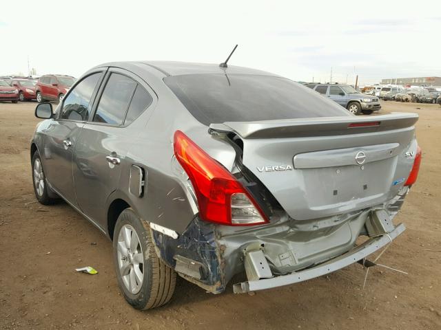 3N1CN7AP1EL865916 - 2014 NISSAN VERSA GRAY photo 3