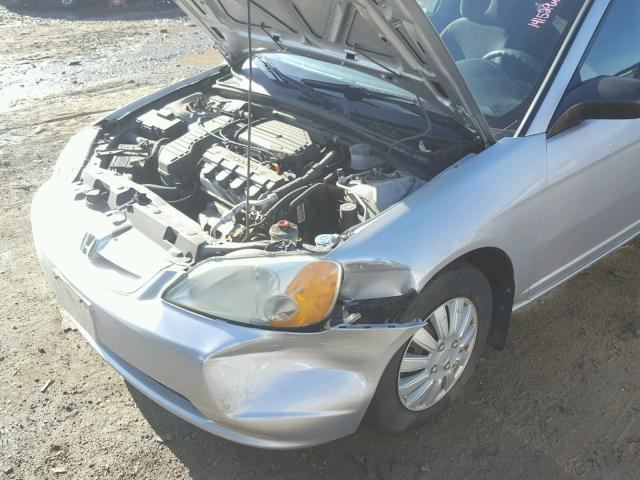 1HGEM22512L094973 - 2002 HONDA CIVIC LX SILVER photo 9