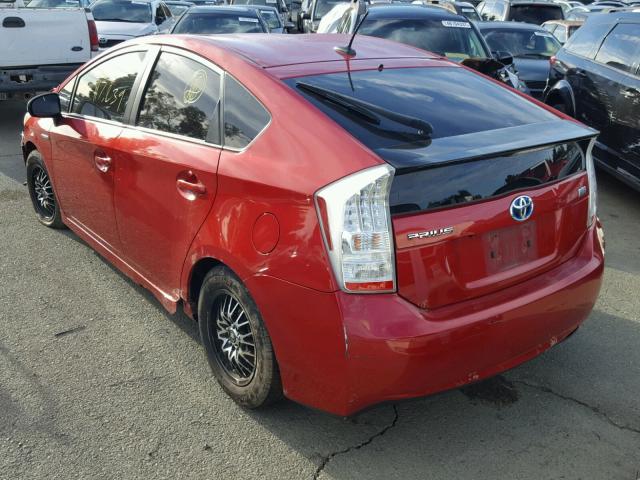 JTDKN3DU5A1294080 - 2010 TOYOTA PRIUS RED photo 3