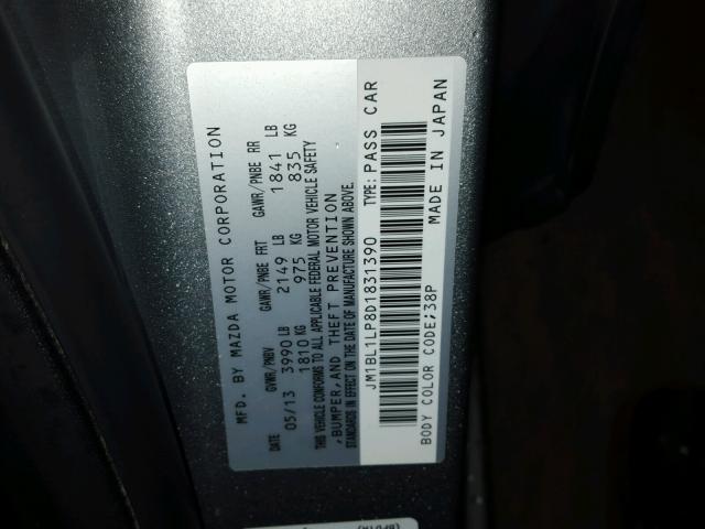 JM1BL1LP8D1831390 - 2013 MAZDA 3 I GRAY photo 10