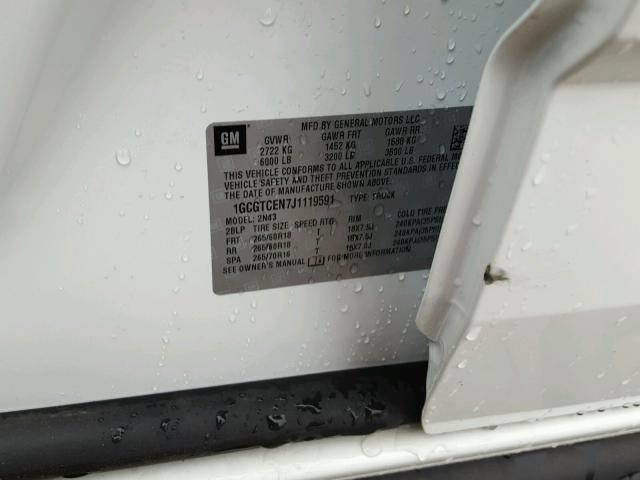 1GCGTCEN7J1119591 - 2018 CHEVROLET COLORADO L WHITE photo 10