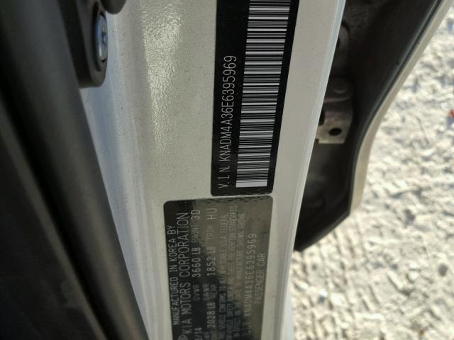 KNADM4A36E6395969 - 2014 KIA RIO LX SILVER photo 10