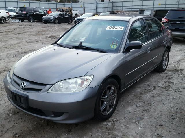 2HGES15585H600182 - 2005 HONDA CIVIC LX GRAY photo 2