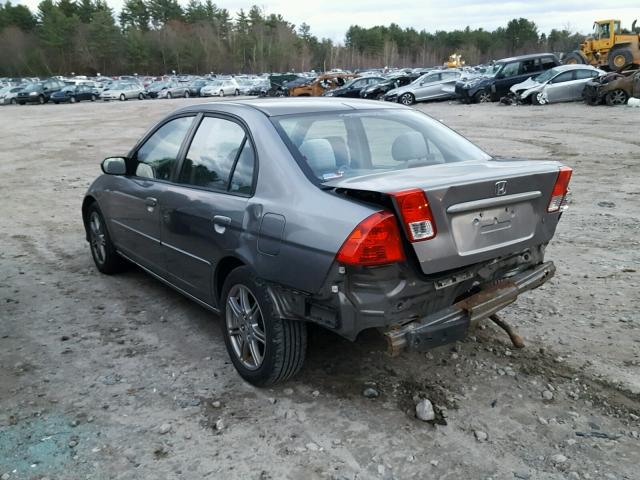 2HGES15585H600182 - 2005 HONDA CIVIC LX GRAY photo 3