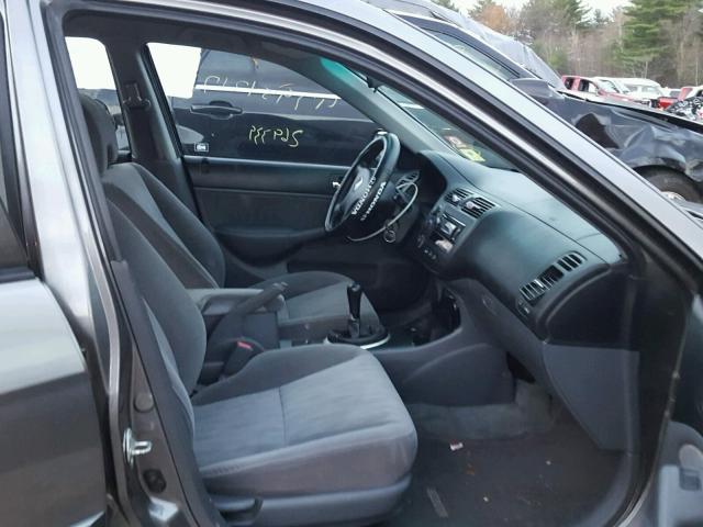 2HGES15585H600182 - 2005 HONDA CIVIC LX GRAY photo 5