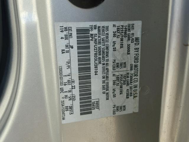 5LMFU27R03LJ28104 - 2003 LINCOLN NAVIGATOR SILVER photo 10