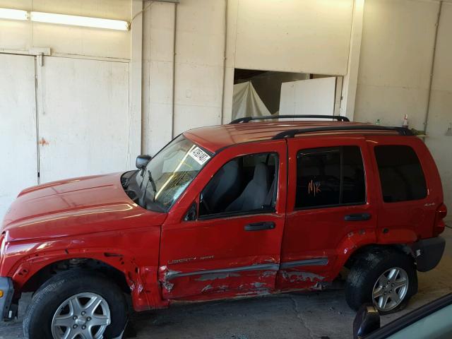 1J4GL48182W253281 - 2002 JEEP LIBERTY SP RED photo 9
