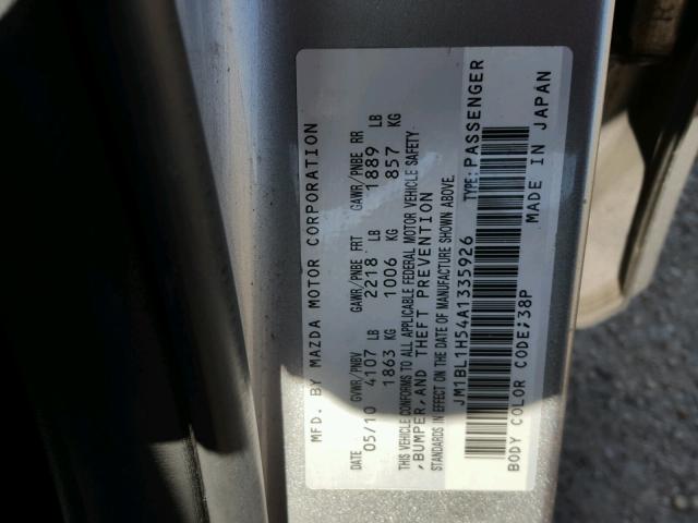 JM1BL1H54A1335926 - 2010 MAZDA 3 S SILVER photo 10