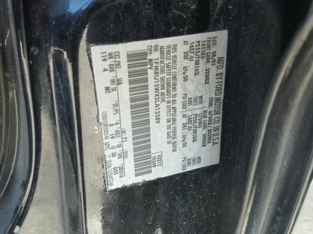 1FMRU15WX2LA13589 - 2002 FORD EXPEDITION BLACK photo 10