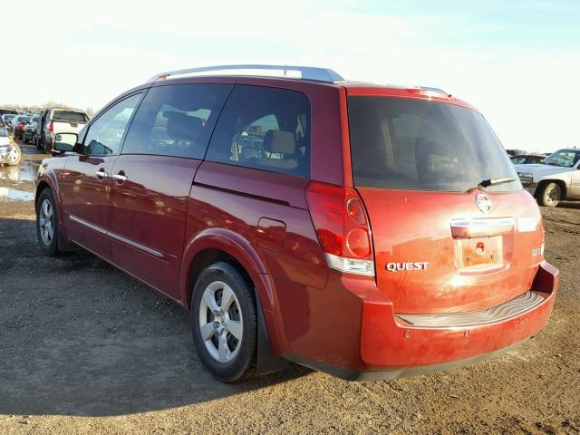 5N1BV28U07N105157 - 2007 NISSAN QUEST S BURGUNDY photo 3