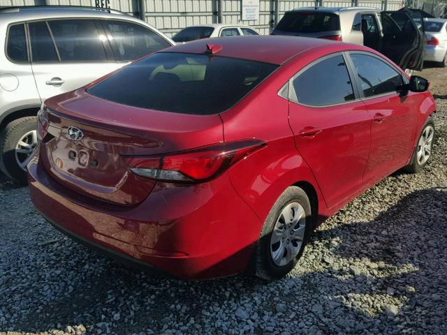 KMHDH4AE6GU642717 - 2016 HYUNDAI ELANTRA SE RED photo 4