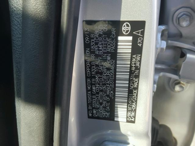 JTDKTUD31ED584632 - 2014 TOYOTA YARIS SILVER photo 10