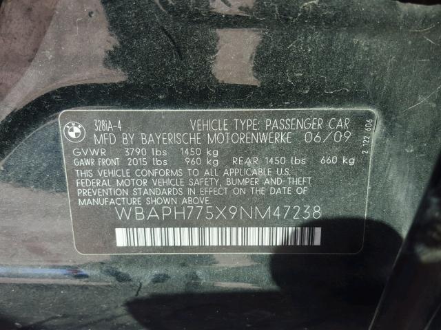 WBAPH775X9NM47238 - 2009 BMW 328 I BLACK photo 10