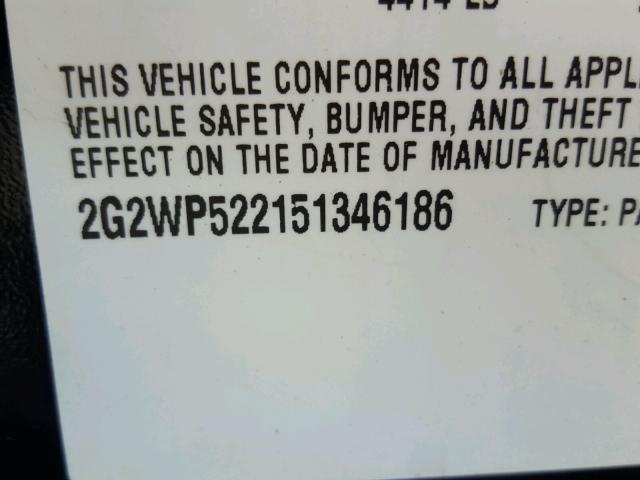 2G2WP522151346186 - 2005 PONTIAC GRAND PRIX BLACK photo 10