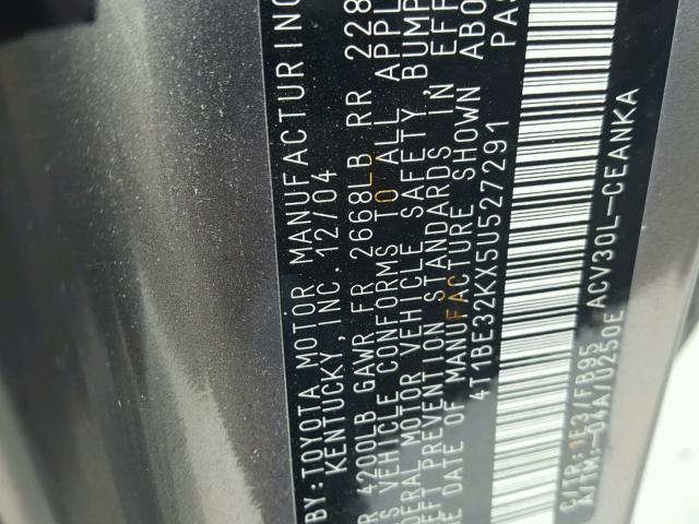 4T1BE32KX5U527291 - 2005 TOYOTA CAMRY LE 灰色 照片 10