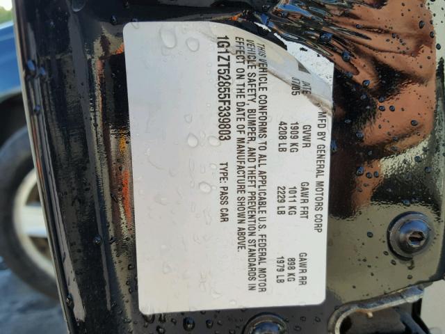 1G1ZT52855F339803 - 2005 CHEVROLET MALIBU LS შავი ფოტო 10