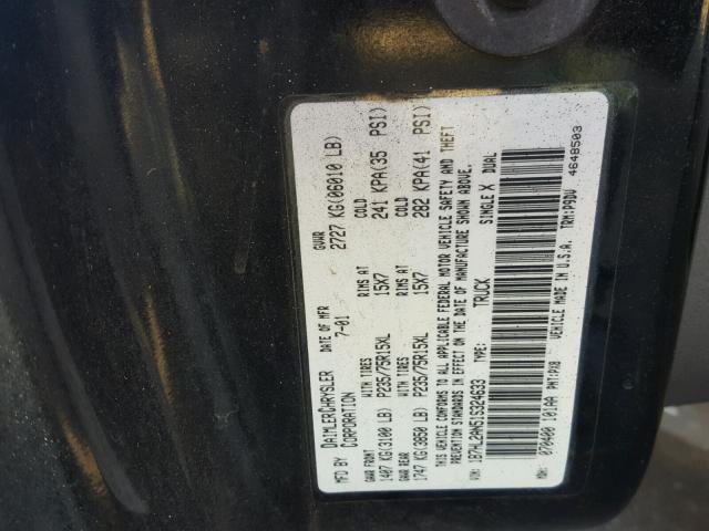 1B7HL2AN51S324633 - 2001 DODGE DAKOTA QUA BLACK photo 10