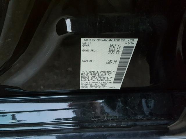 1N4AL3AP0GN349039 - 2016 NISSAN ALTIMA 2.5 BLACK photo 10