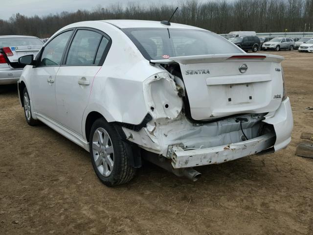 3N1AB6AP4CL609275 - 2012 NISSAN SENTRA 2.0 WHITE photo 3