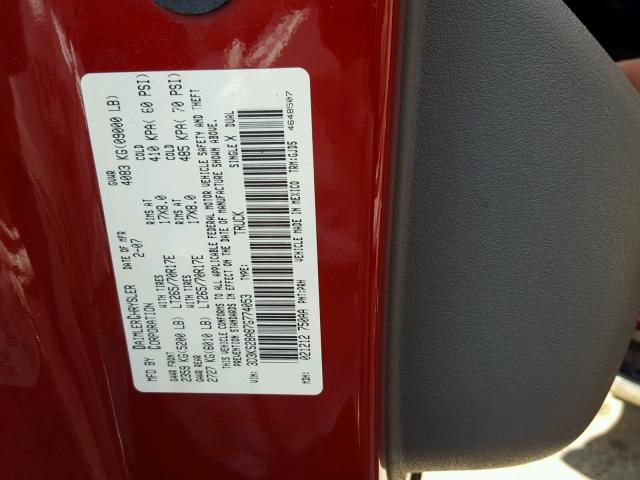 3D3KS28A87G774053 - 2007 DODGE RAM 2500 S წითელი ფოტო 10