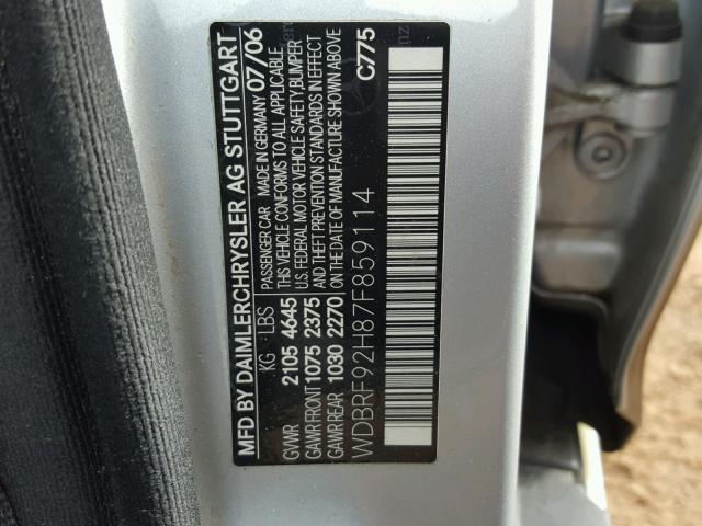 WDBRF92H87F859114 - 2007 MERCEDES-BENZ C 280 4MAT SILVER photo 10