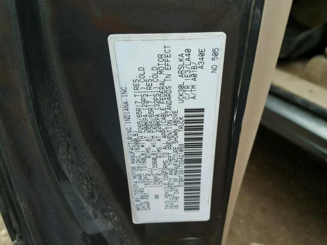 5TBRT38173S421088 - 2003 TOYOTA TUNDRA ACC GRAY photo 10